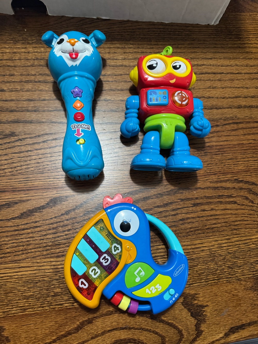 Lot of 3 Colorful Blue Kids Musical Toy Set with Interactive Buttons